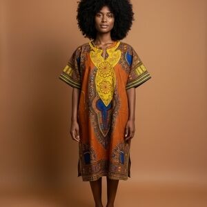 Elegant Multicolor Dashiki Dress